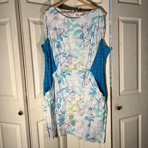 Blue and White Floral Custom Made Dress Size 2XL